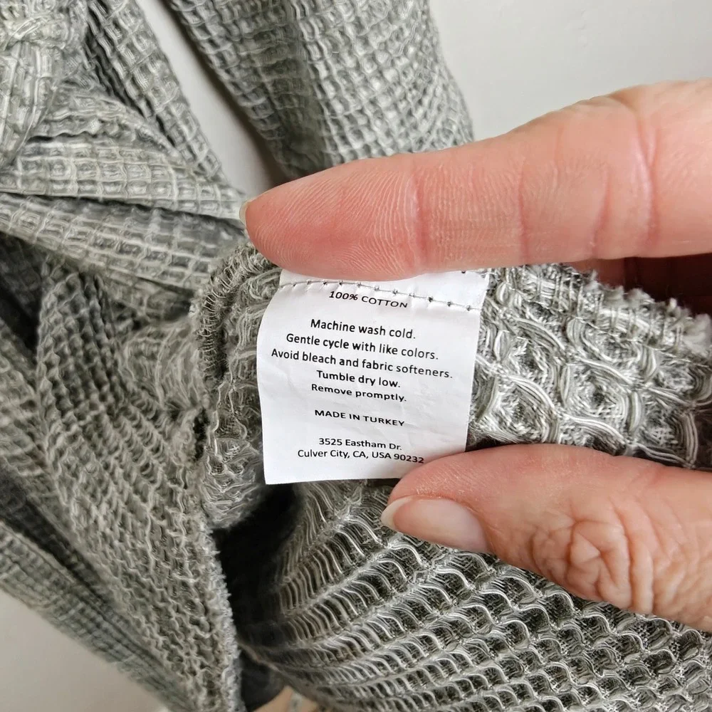 Parachute Womens Waffle Robe Medium Grey Textured Cotton Spa Loungewear